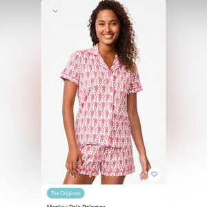 Roller Rabbit pink monkey polo pajamas. New with tags